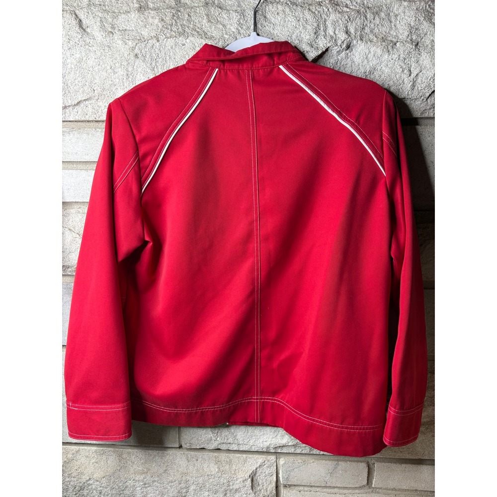 Allison Daley Petite Red Zip Up Jacket White Contrast Piping Size 12P - Picture 7 of 8